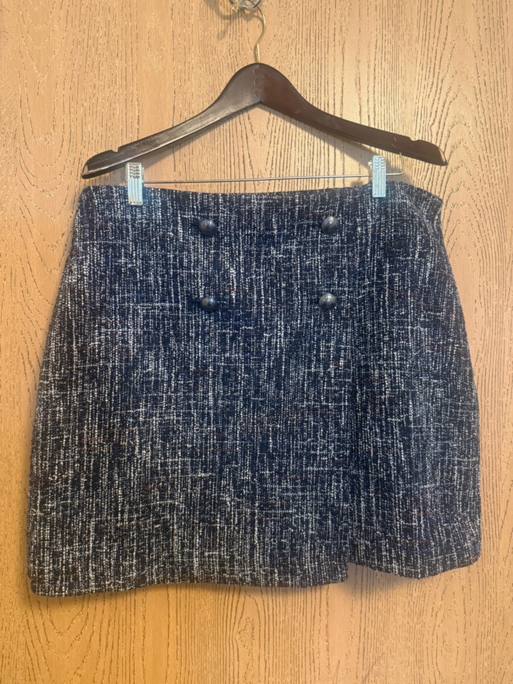 Ann Taylor Loft Tweed Button-Front Mini Skirt